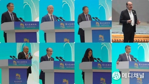 Caption: The Scholars, from China, French, Egypt, UK, Brazil and Pakistan delivered speeches on world rivers’ civilizations on the forum.