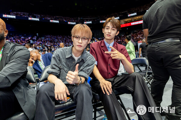 K-pop idols Chenle and WINWIN at NBA Abu Dhabi games