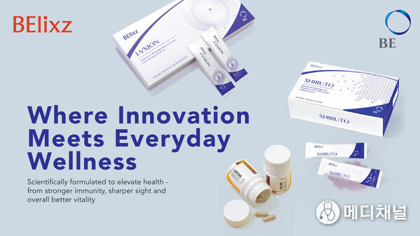 BElixz products including SHIRUTO, I-VXION, and LIVCORE displayed in a promotional image highlighting innovation and everyday wellness